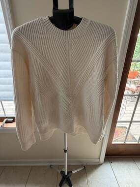 Simply Vera Vera Wang Cream Chevron Ribbed Knit Pullover Sweater